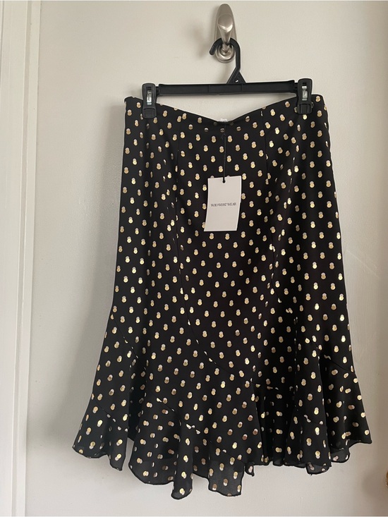 Who What Wear Dresses & Skirts - Who What Wear Black Skirt with Gold Polka Dots and Ruffle Hem